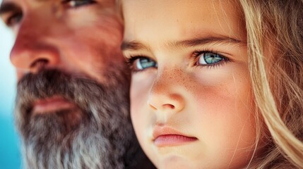 A man and a little girl looking at each other