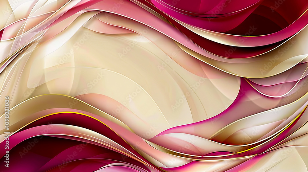 Aufkleber an abstract colorful background with dynamic flowing patterns in shades of red, pink, and beige for 