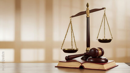 Symbol of Justice: Scales, Gavel, and Law in Harmony,  legal gavel, law and order, courtroom decor, legal system.