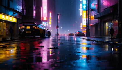 Futuristic Neon Cityscape at Night