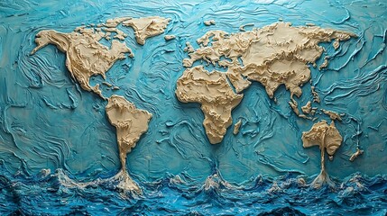 Melting World Map Dripping into the Ocean Symbolizing Global Warming Impact