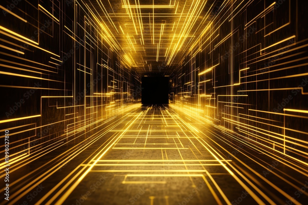 Poster Digital Conceptual Design of a Futuristic Network System with Glowing Lines and Pathway