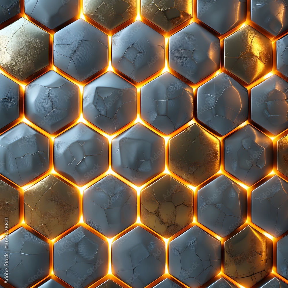 Poster abstract hexagon pattern with glowing edges