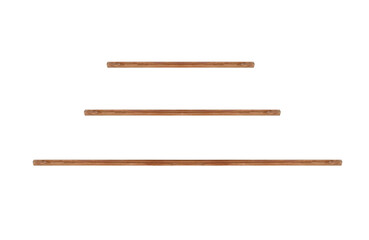 Medium-length and short wooden slats. On isolated transparent background.