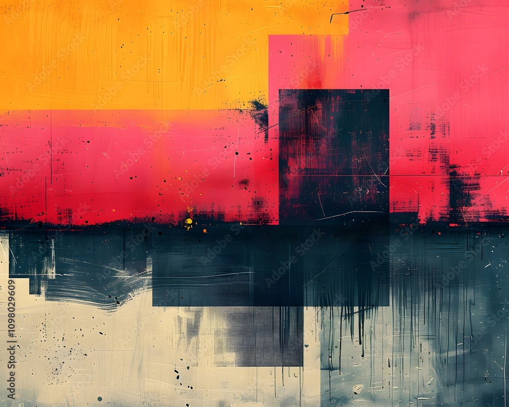 Poster abstract art with layers of color