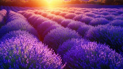 Obraz premium Lavender Field at Sunset