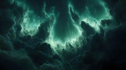 Obraz premium Emerald Nebula Abstract Background