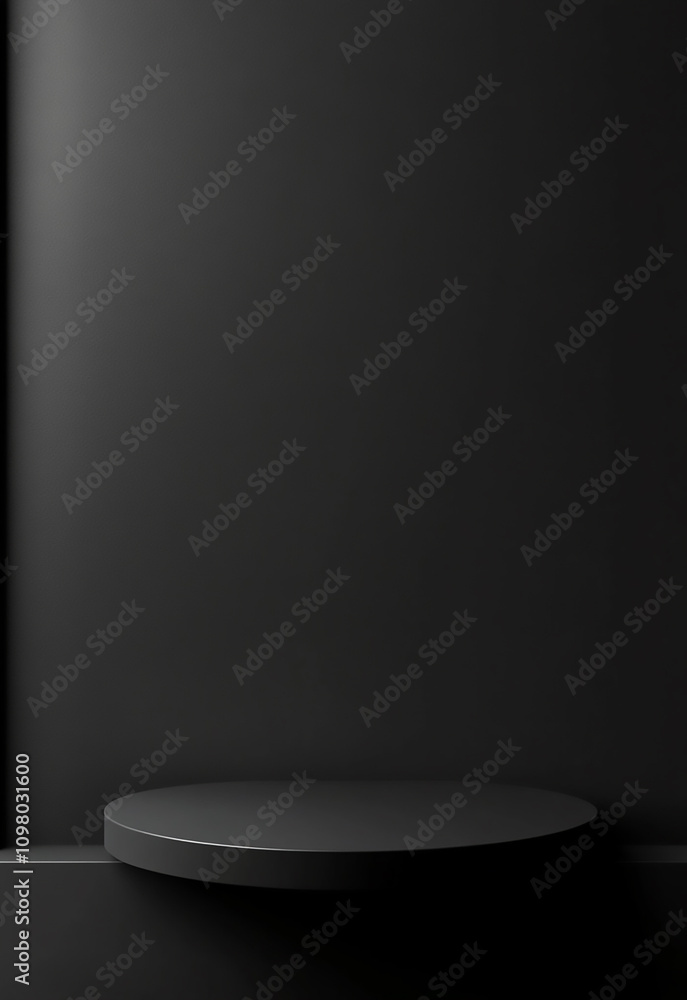 Poster empty gradient black backdrop studio floor for product display stage with abstract light space , bla