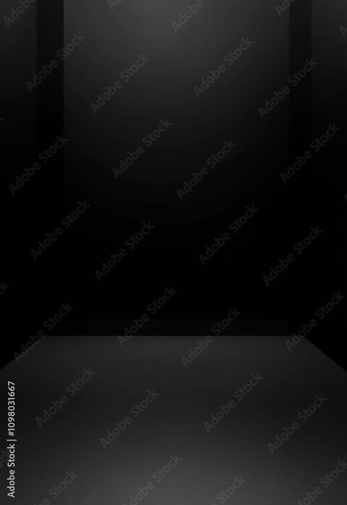 Poster empty gradient black backdrop studio floor for product display stage with abstract light space , bla