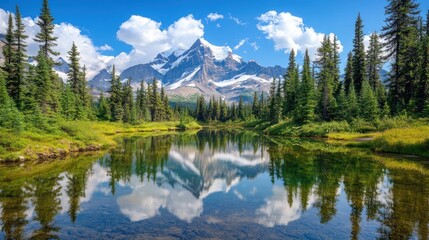Mountain Lake Reflecting Majestic Peak And Sky