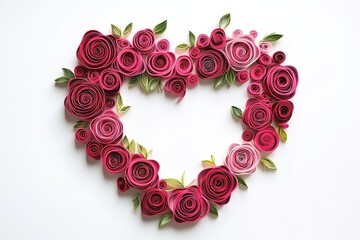 Flat lay - Square frame made of beautiful fresh roses petals and leaves
