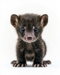 Obraz premium the baby Civet Luwak, portrait view, white copy space on right, Isolated on white Background