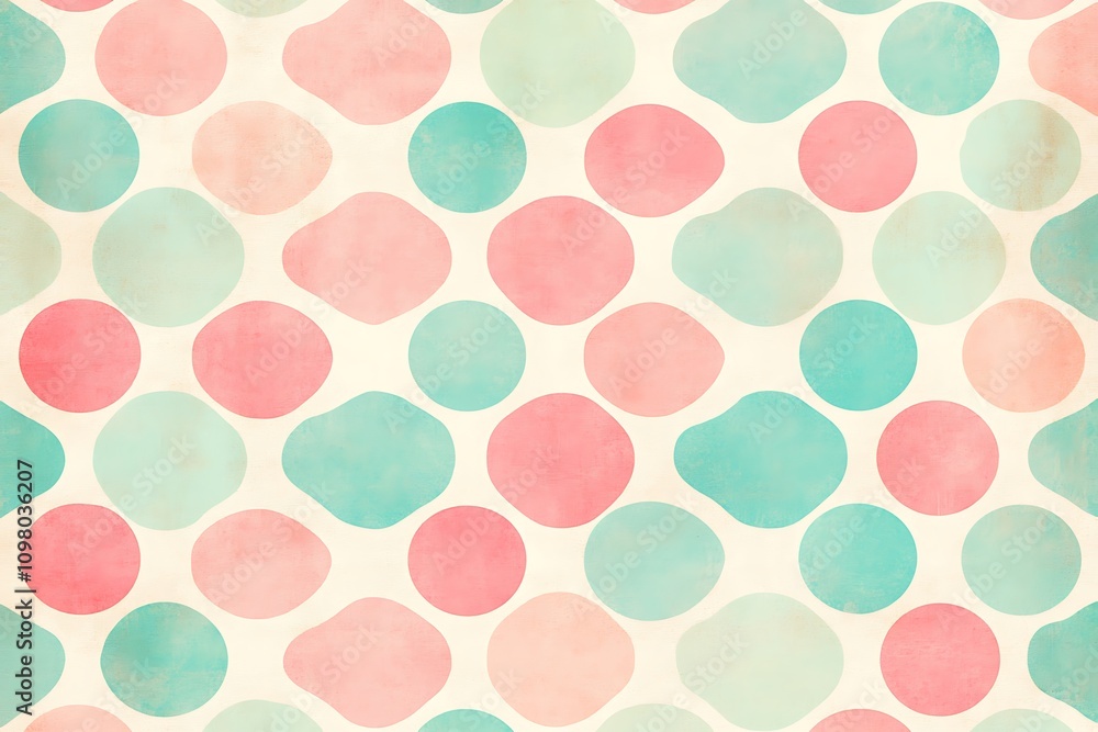 Poster a colorful pattern featuring soft pink and blue blobs on a light background.