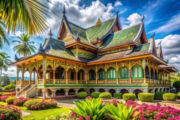Fototapeta premium Vintage Style Photography of Kraton Sultan Palace: A Living Museum Showcasing the Rich Javanese Culture and Heritage in Indonesia's Majestic Architecture and Artistry