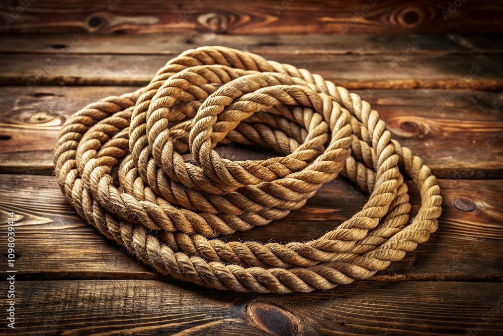 Poster vintage style photography of twisted string rope cord cable line in natural light with rustic textur