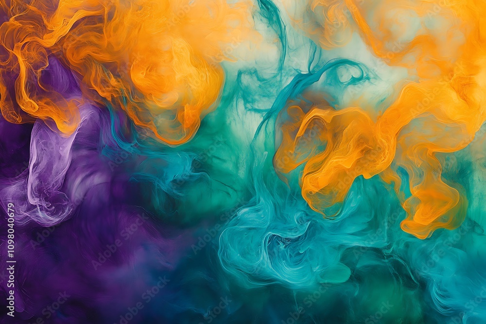 Poster abstract swirls of vibrant colors creating a dynamic and fluid composition.