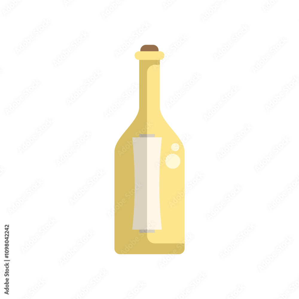 Poster message in a bottle floating on the sea conveying a secret message of love and hope