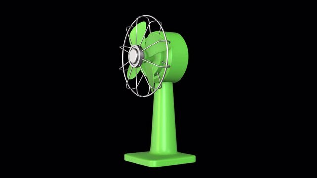 Electric Fan Rotating on a Transparent Background. Seamless Loop. Spinning. 4K