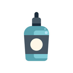 Blue cosmetic bottle with pipette dispensing beauty product on white background