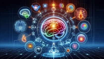 Obraz premium Exploring the mind neuroimaging insights virtual reality digital art high-tech environment conceptual viewpoint