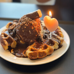 초코 아이스크림 와플 Chocolate Ice Cream Waffle