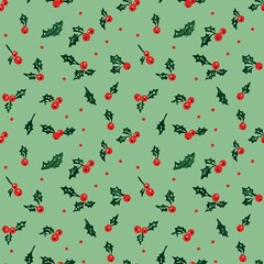 Christmas Holly with bell pattern