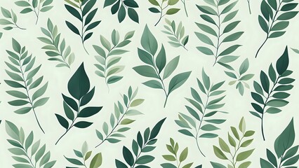Green leaves illustration on a plain background, perfect for minimalist and nature-themed designs.