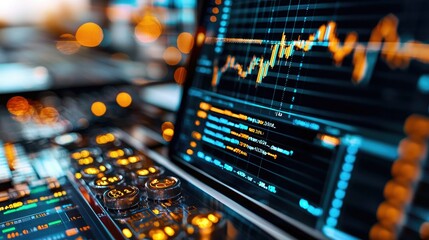 Fototapeta premium A close-up of a trading interface displaying vibrant market data and analytics, showcasing the technology behind financial decision-making.
