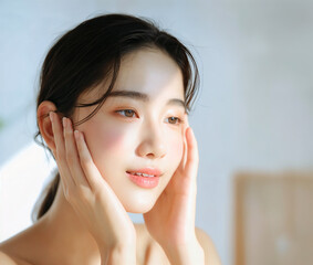  綺麗なお肌の女性モデル