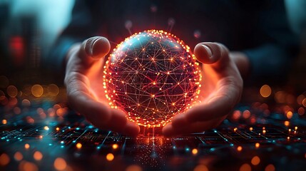 Futuristic Holographic Interface Showcasing Global Business Connectivity and Growth Strategies