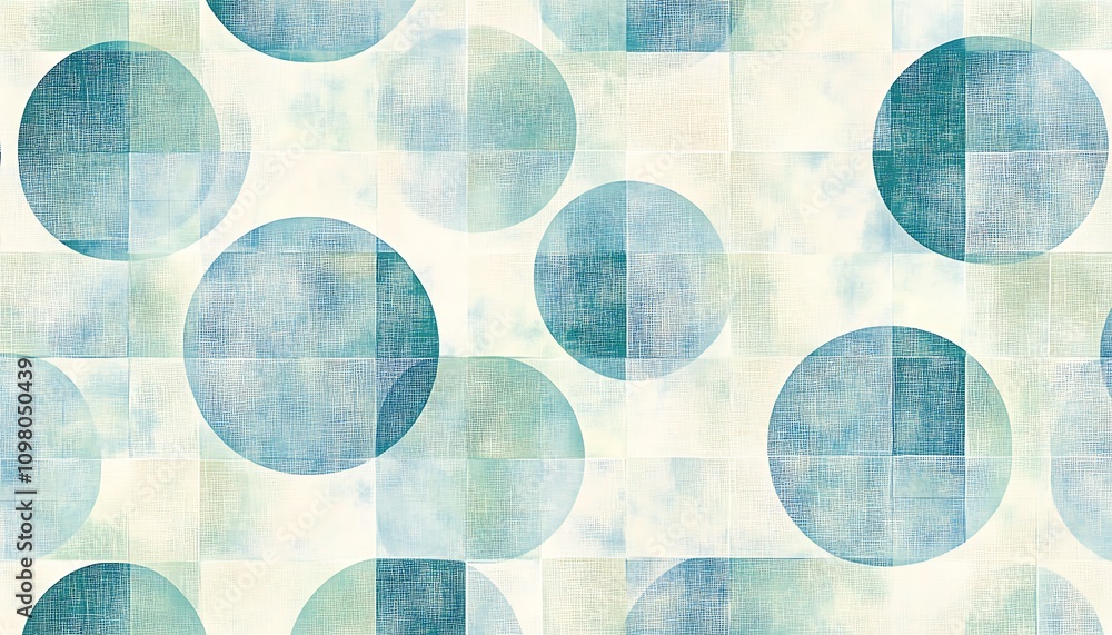 Poster abstract pattern featuring overlapping blue circles on a textured background.