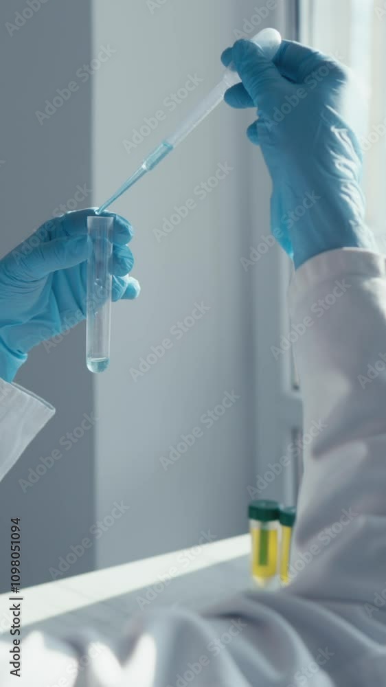 Poster A diligent scientist is conducting a complex experiment in a wellequipped lab, using a test tube for precise measurements and analyzing data to draw meaningful conclusions from their research