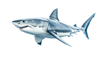 Naklejka premium Shark isolated. Isolated animal, ocean predator, shark silhouette, wild nature, sea shark, dangerous animal, predator shape, ocean wild, underwater attack.