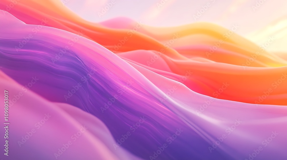 Poster abstract waves of color in soft gradients, creating a serene and dreamy atmosphere.