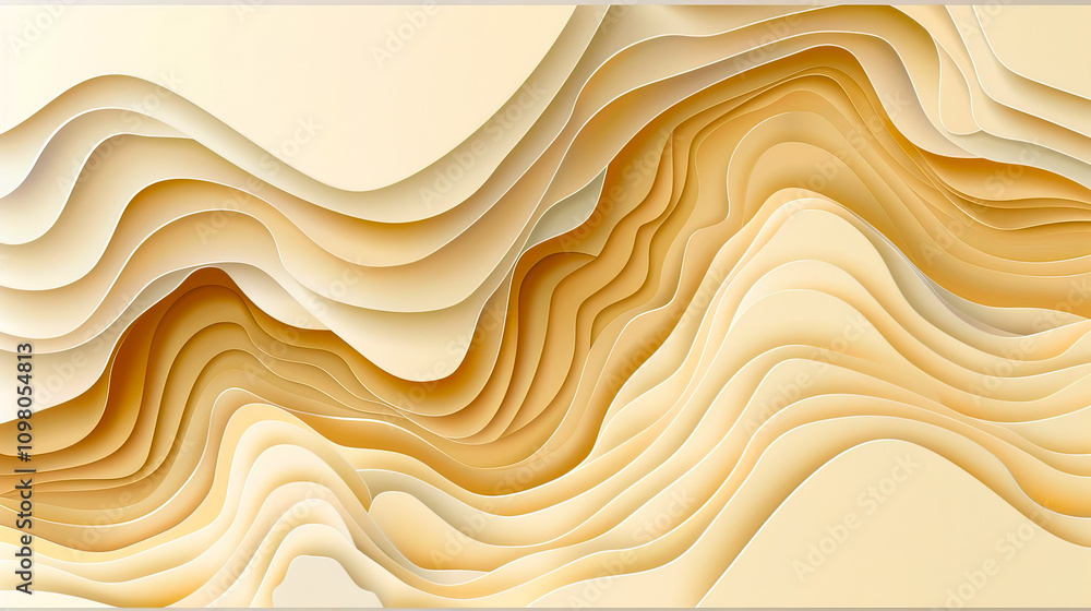 Poster a beige and cream curvy background featuring soft wave-like patterns, ideal for modern abstract desi