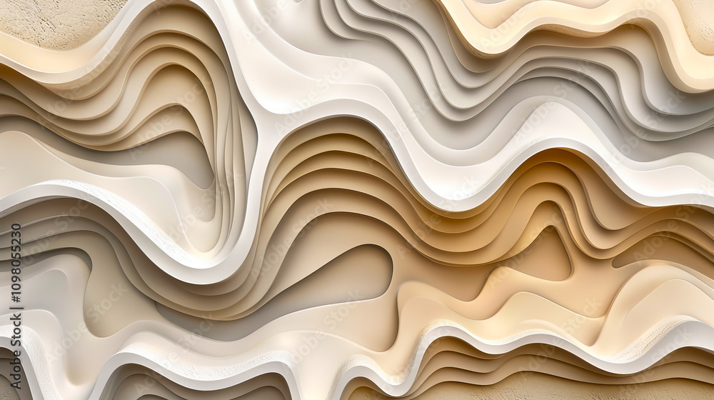 Poster a sophisticated abstract design featuring elegant curves and flowing beige patterns for creative and