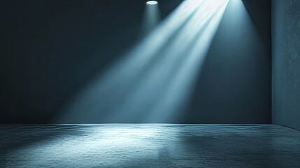 3d rendered empty blue room with spotlight