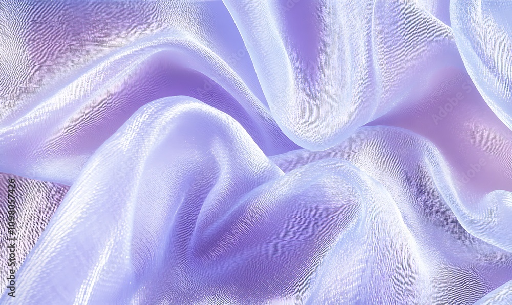Poster a close-up of soft, flowing lavender fabric creating an elegant texture.