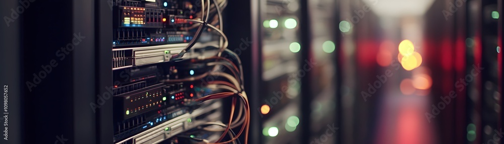 Aufkleber illuminated server rack in modern data center