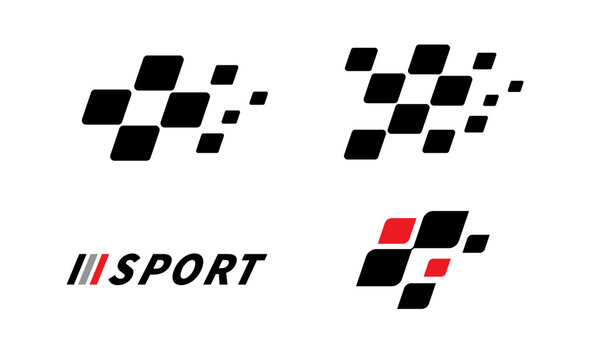 Race flag Design. Race flag icon logo. Racing stripes. Sport checkered. Motorsport graphics. Vector illustration