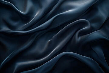 Fototapeta premium Shiny smooth luxury black satin and silk fabric. Template banner design for backgrounds, backdrops and wallpapers with space for text. Funeral and dramatic style