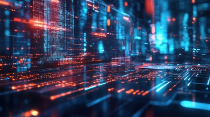 Obraz premium Abstract digital data flow.