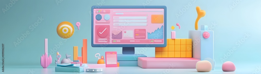 Aufkleber colorful abstract digital dashboard displaying business data