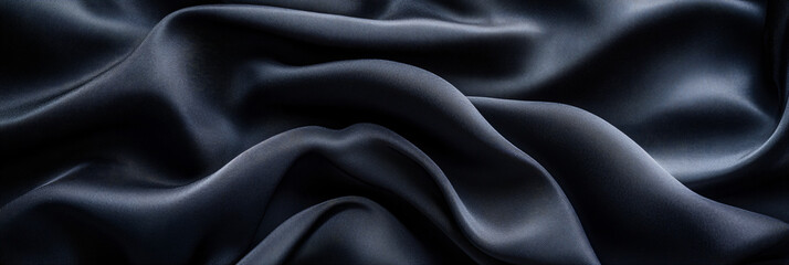 Fototapeta premium Shiny smooth luxury black blue waves background. Template banner design for backdrops and wallpapers with space for text. Futuristic 3d style