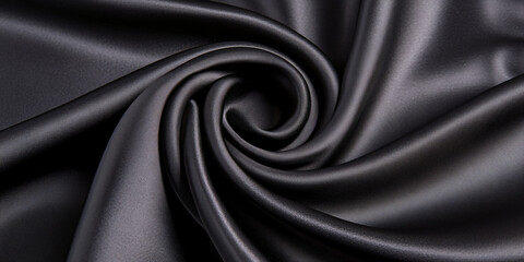 Fototapeta premium Shiny smooth luxury black waves on black background. Template banner design for backdrops and wallpapers with space for text. Futuristic 3d style