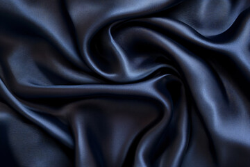 Obraz premium Shiny smooth luxury black blue waves background. Template banner design for backdrops and wallpapers with space for text. Futuristic 3d style