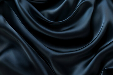 Obraz premium Shiny smooth luxury black blue waves background. Template banner design for backdrops and wallpapers with space for text. Futuristic 3d style