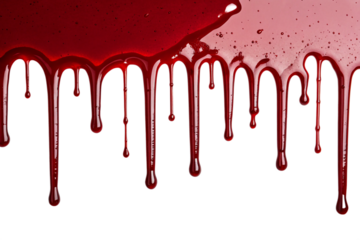Dripping strawberry drops of sweet sauce isolated ontransparent background