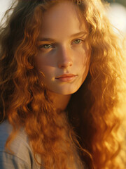 Naklejka premium A portrait of beautiful 16 y.o. redhead girl. 