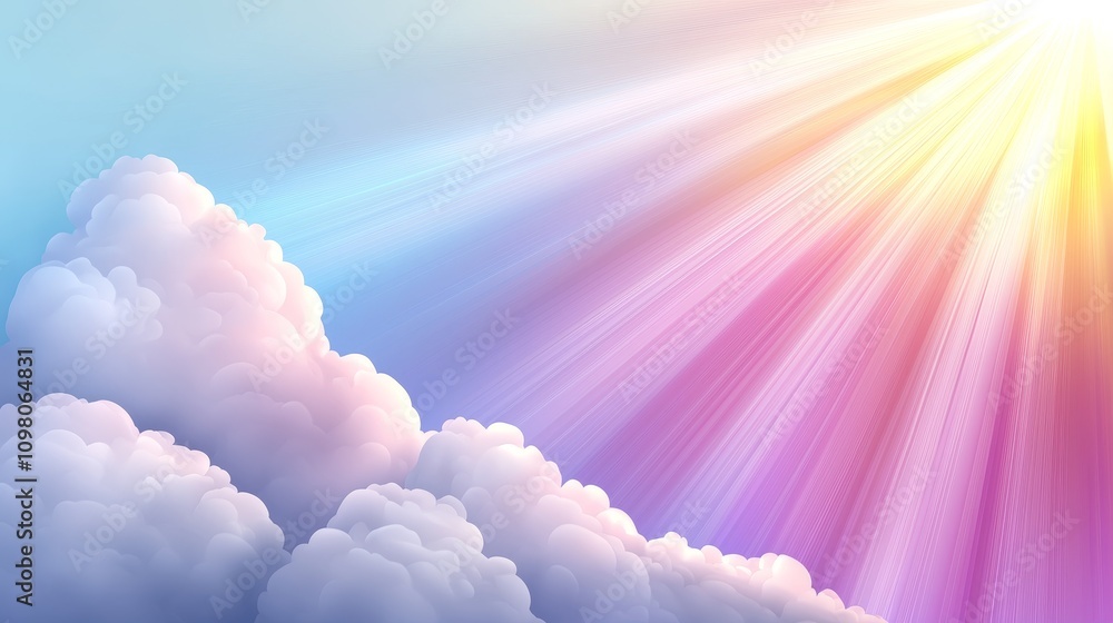 Poster abstract digital background with glowing soft textures and light rays in pastel colors